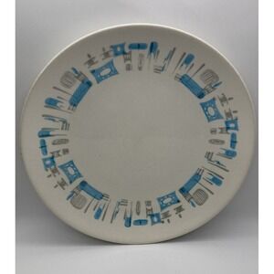 1 Vintage Atomic MCM Royal China BLUE HEAVEN Dinner Plates 10" USA